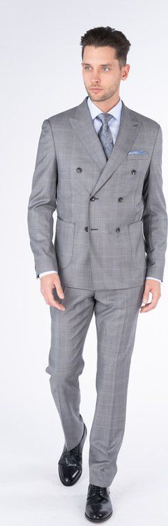 Dvouřadý vlněný oblek V přiléhavém střihu 183706