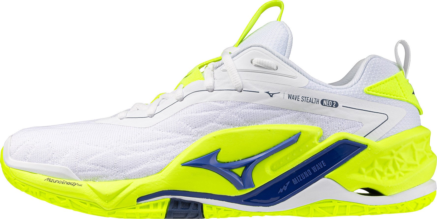 Mizuno WAVE STEALTH NEO 2 X1GA240039 Sálová obuv White / Lightning Yellow / Dazzlin, UK 10, EU 44,5, US 11, 29 cm