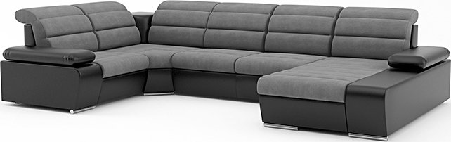 Rozkládací rohová sedačka KORFU II pravý roh šedá / černá