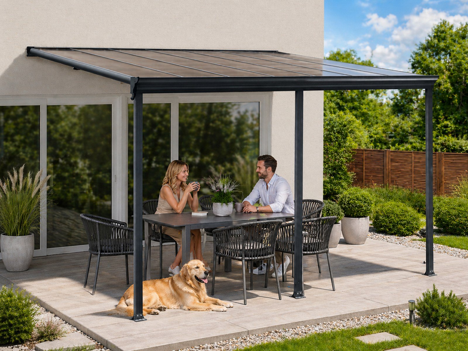 hliníková pergola LANITPLAST WALL 43 antracit + bronz PC