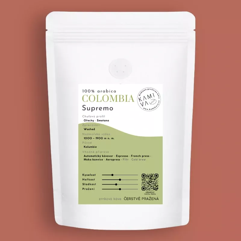 Kamikava Colombia Supremo 250 g – zrnková káva 100% arabika
