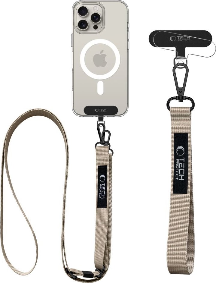 Tech-Protect C6S Rope CrossBody šňůrka/popruh na mobil - světlehnědý