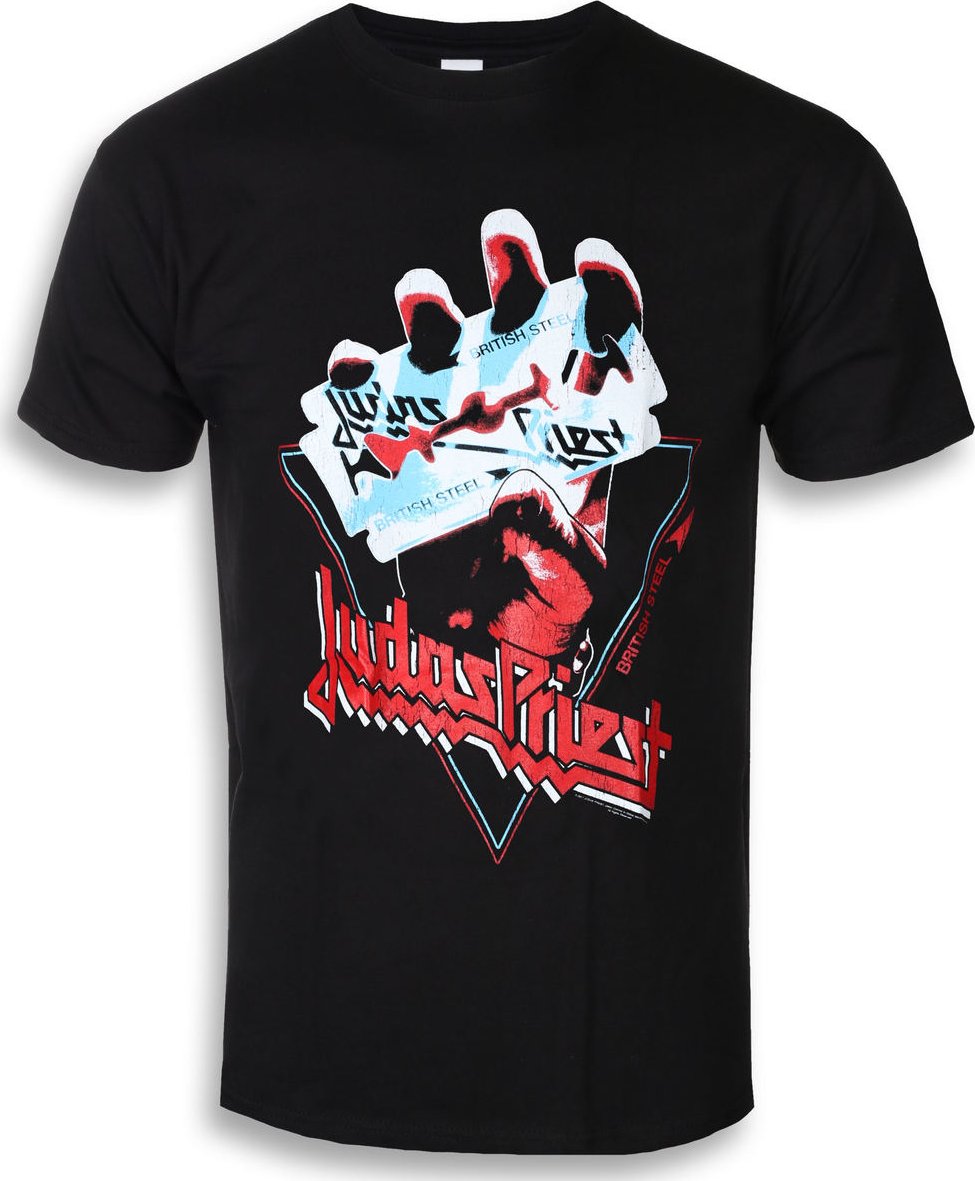 Tričko metal pánské Judas Priest - British Steel Hand Triangle - ROCK OFF - JPTEE18MB - M