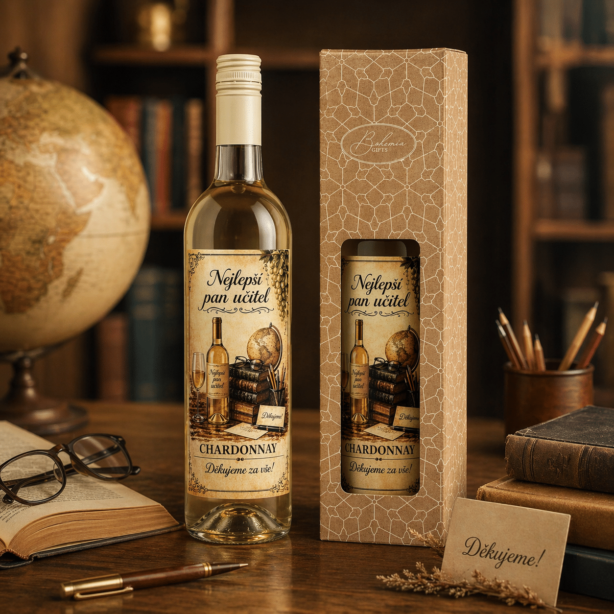 Dárkové bílé víno pro pana učitele 0,75 l - Chardonnay