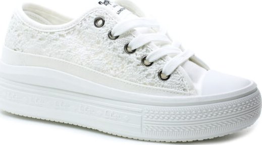 Lee Cooper LCW-26-44-4485L white, dámské tenisky (Dámské plátěnky Lee Cooper 4485L na platformě s krajkou)