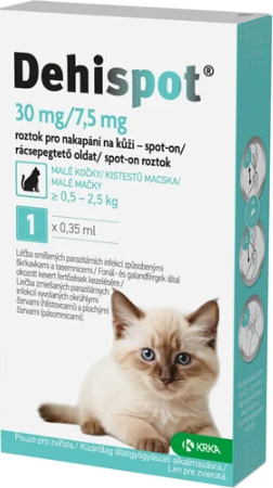 Dehispot spot-on pro malé kočky 30/7,5 mg—roztok pro nakapání na kůži 1 pipeta