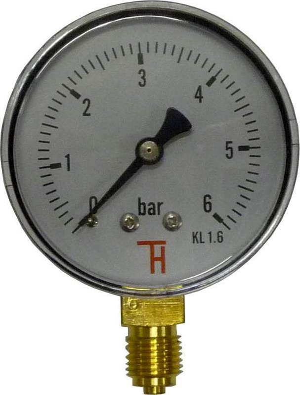 Glycerinový manometr D63 -1 - 0 bar S G 1/4" TP 1.6 (spodní připojení)