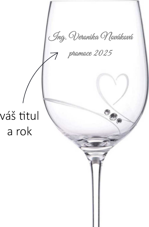 Dekorant Dárková sklenice na víno k promoci s personalizovaným gravírováním 1KS