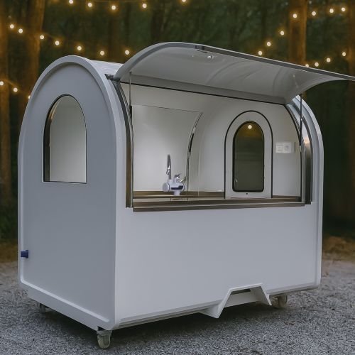 Food truck bílý 2 m, RAL 9016 s lednicí (9016 bílá barva, délka 2,2m )