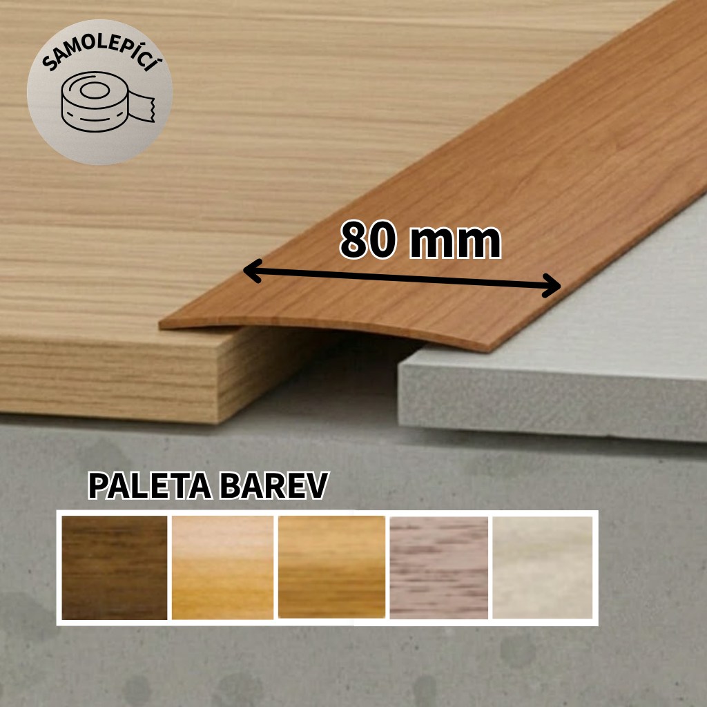 A 71 PŘECHODOVÉ LIŠTY - SAMOLEPÍCÍ, šíře 80 mm Barva: Dub, Zvolte délku: 100 cm