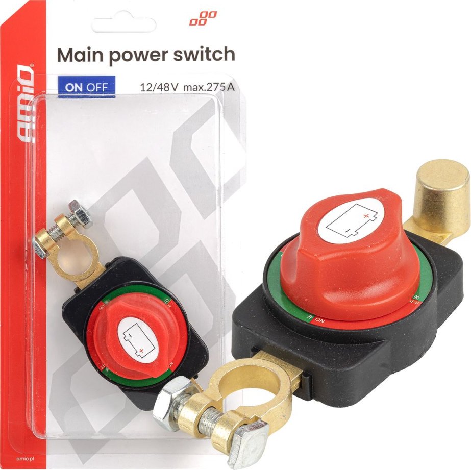 Hlavní vypínač autobaterie 12V-48V max 275A AMIO-04830c