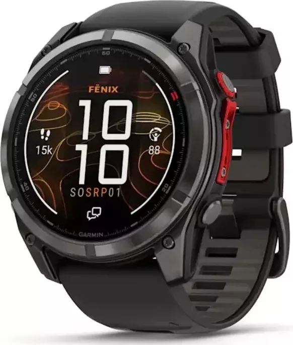 Garmin - 010-03380-01 - fēnix® 8 Pro – 51 mm, MicroLED Sapphire, Carbon grey DLC titanium se silikonovým řemínkem Black/Grey