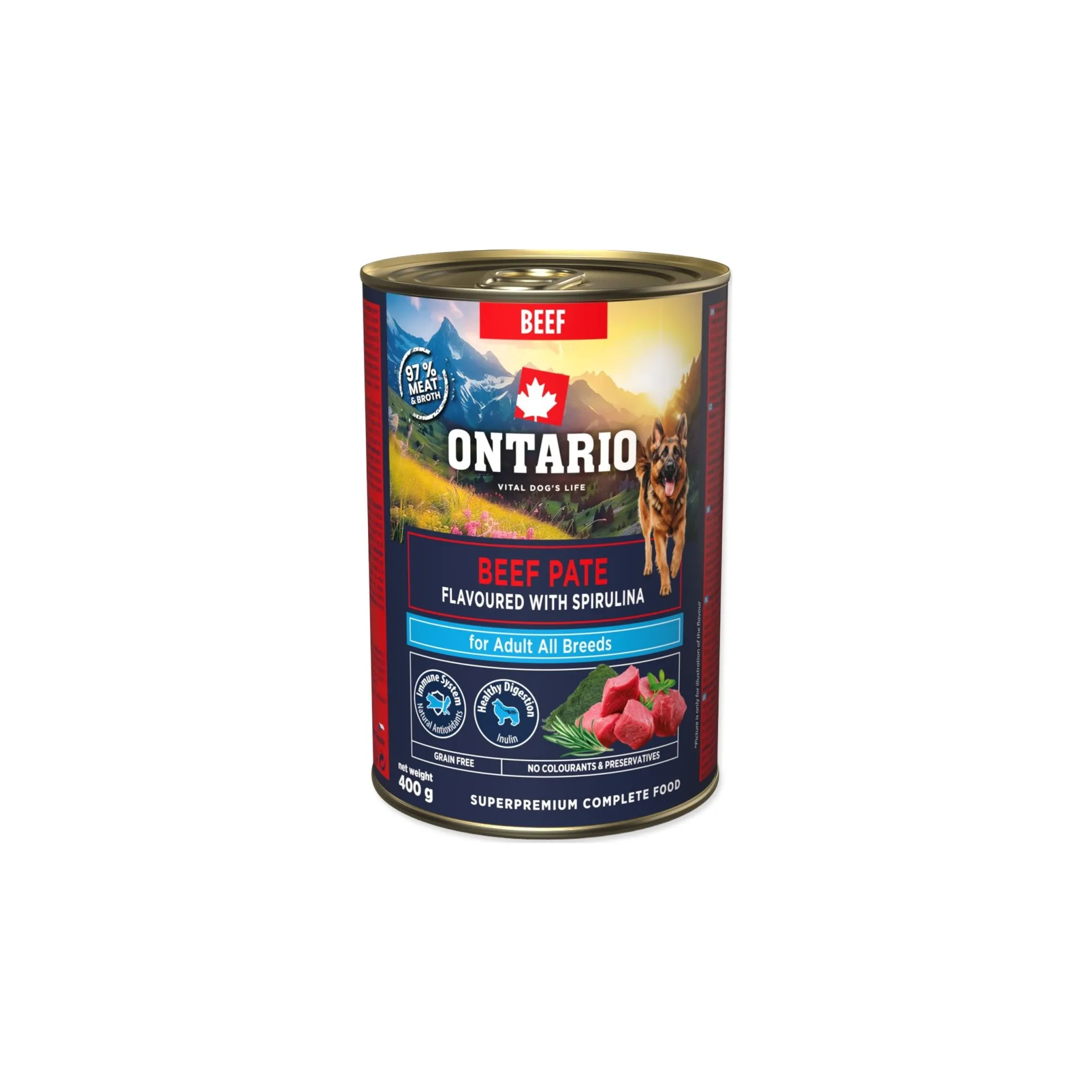Fotografie 1 - Krmivo pro psa Ontario Adult hovězí pate s příchutí spiruliny 400 g