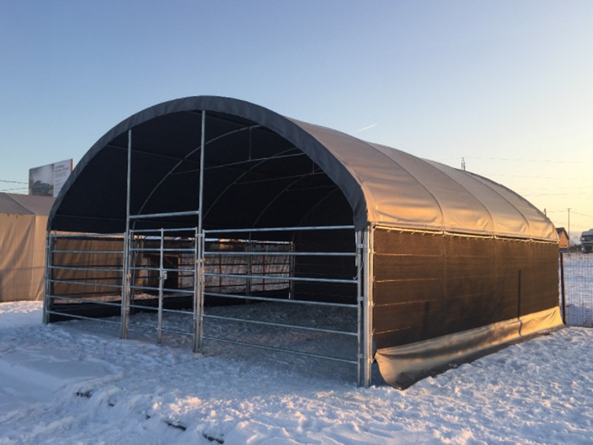 Přístřešek Pro Zvířata 8x8x4m, PVC 610g/m2 + Boční Sítě