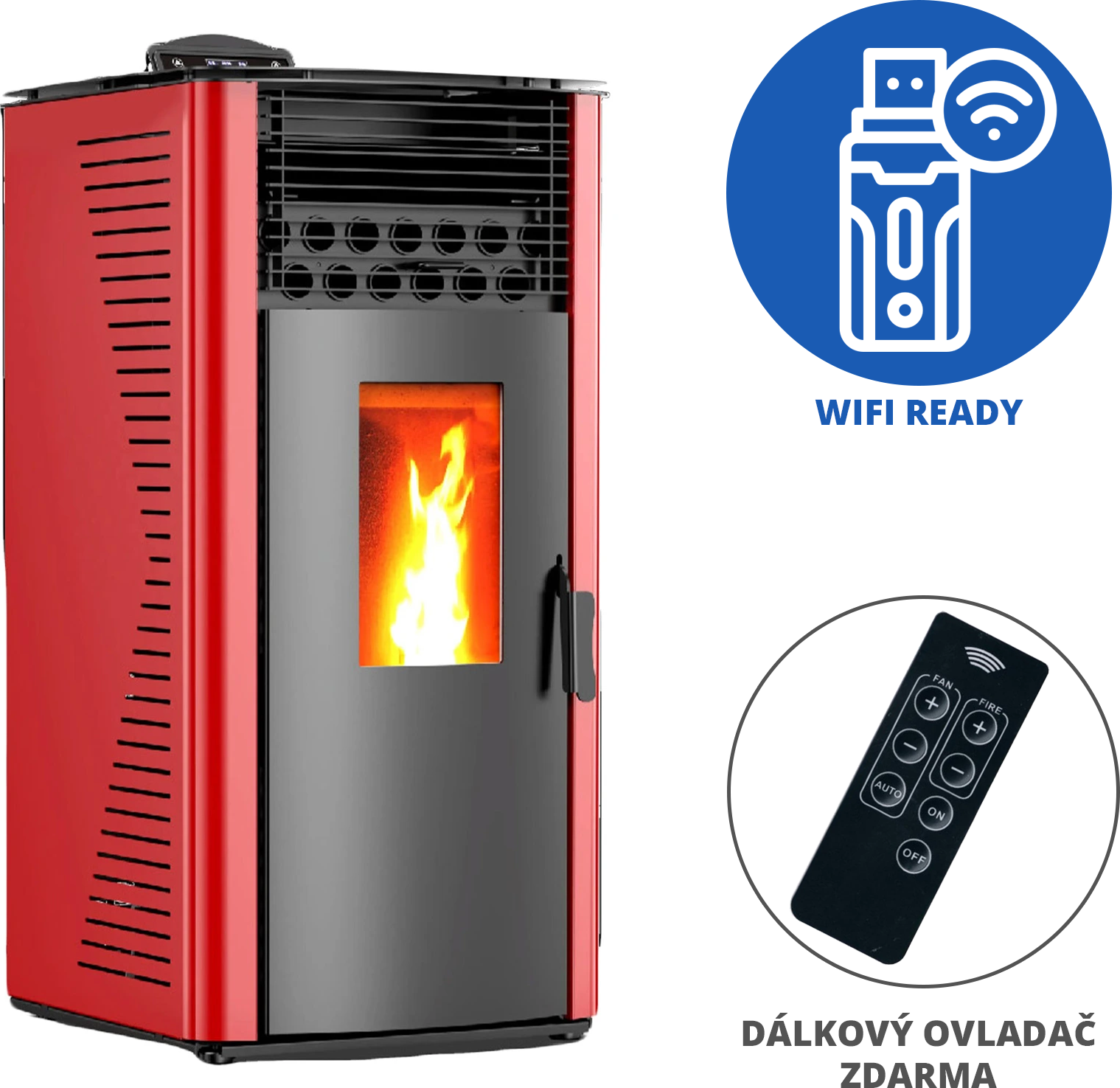 Sannover Peletová kamna Anita 12,2 kW bordó