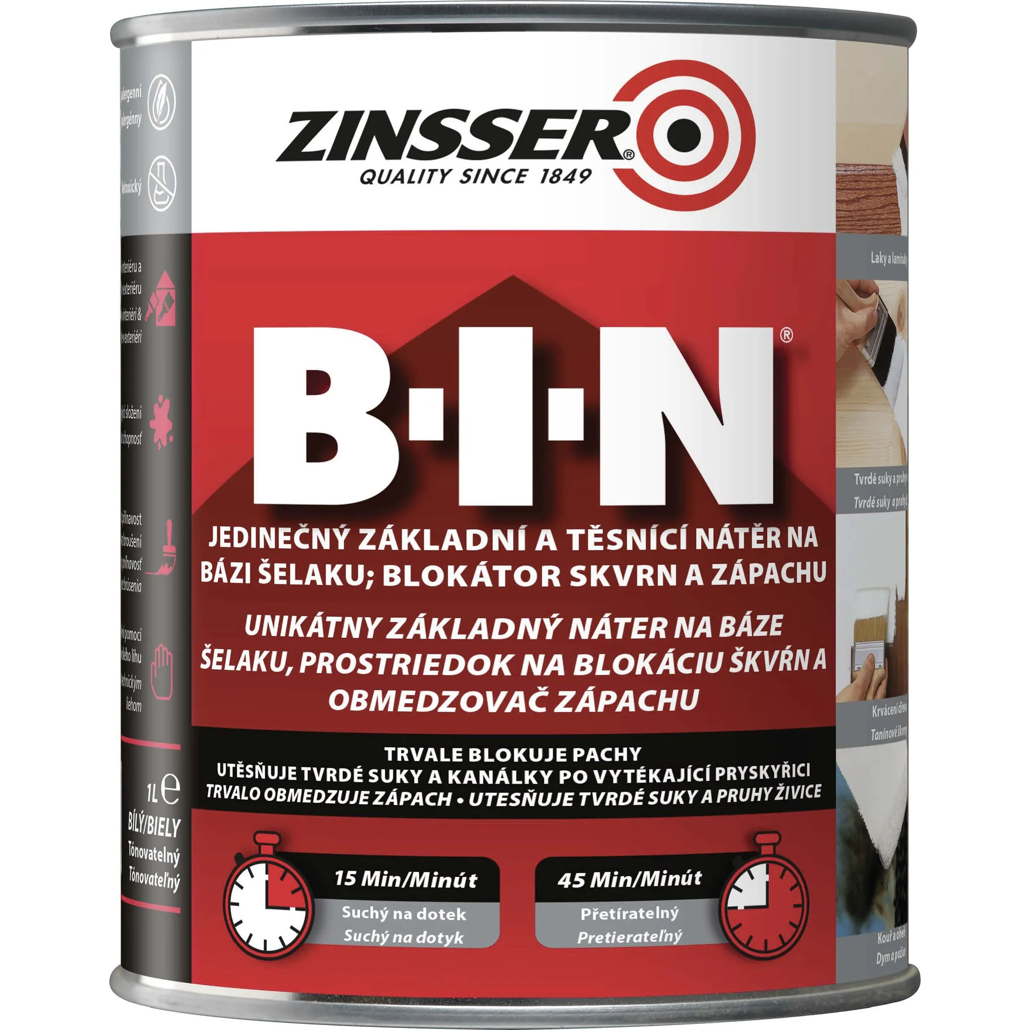 Fotografie 1 - Univerzální barva Zinsser B-I-N protiplísňová barva na stěny a stropy blokující pachy 1 l bílá