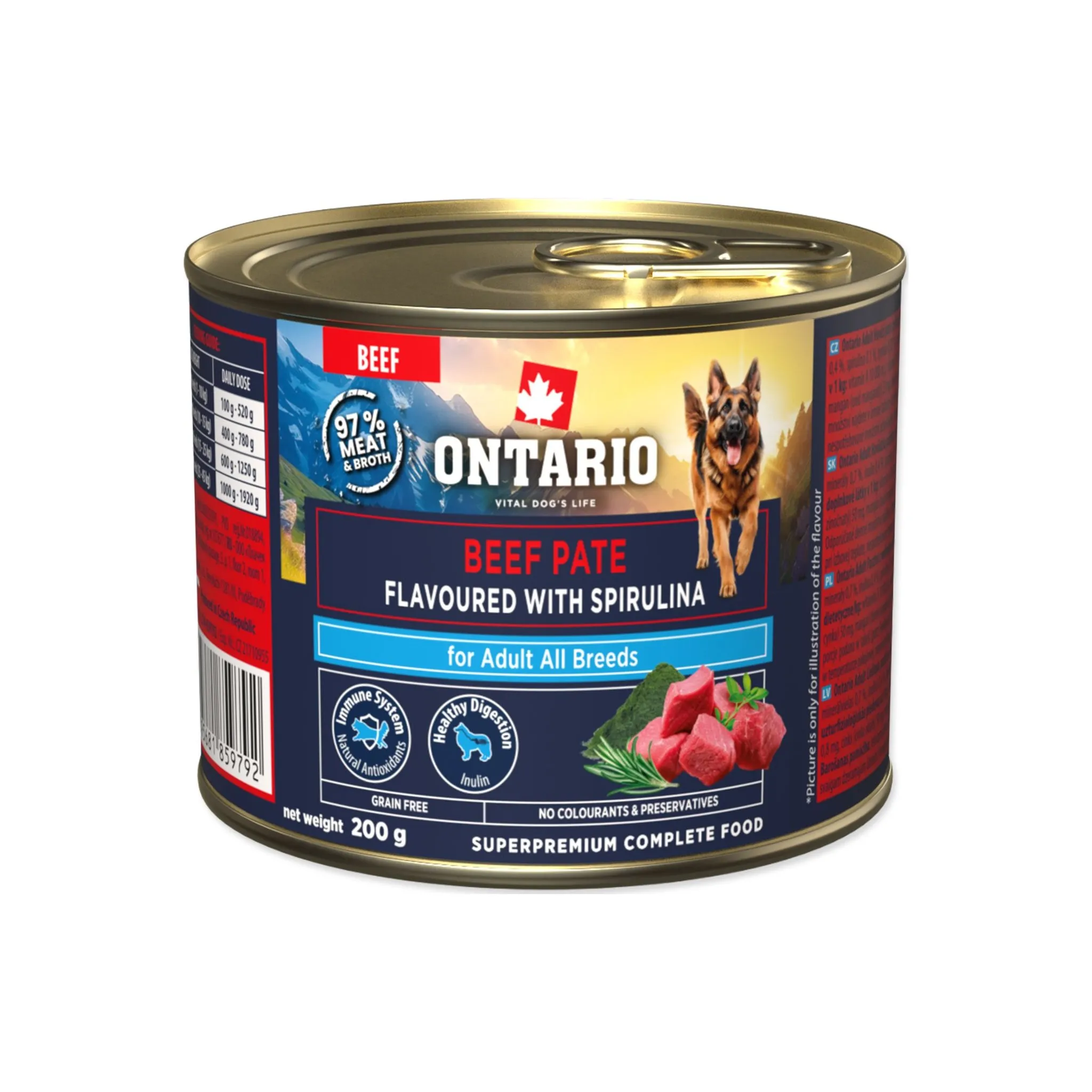 Fotografie 1 - Krmivo pro psa Ontario Adult hovězí pate s příchutí spiruliny 200 g