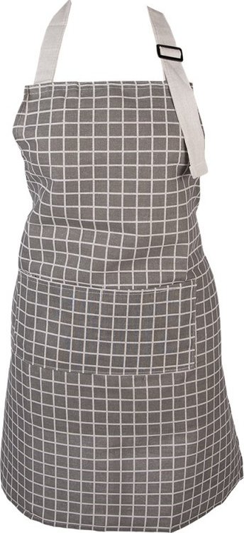 Šedá dámská kostkovaná kuchyňská zástěra - 69*68 cm