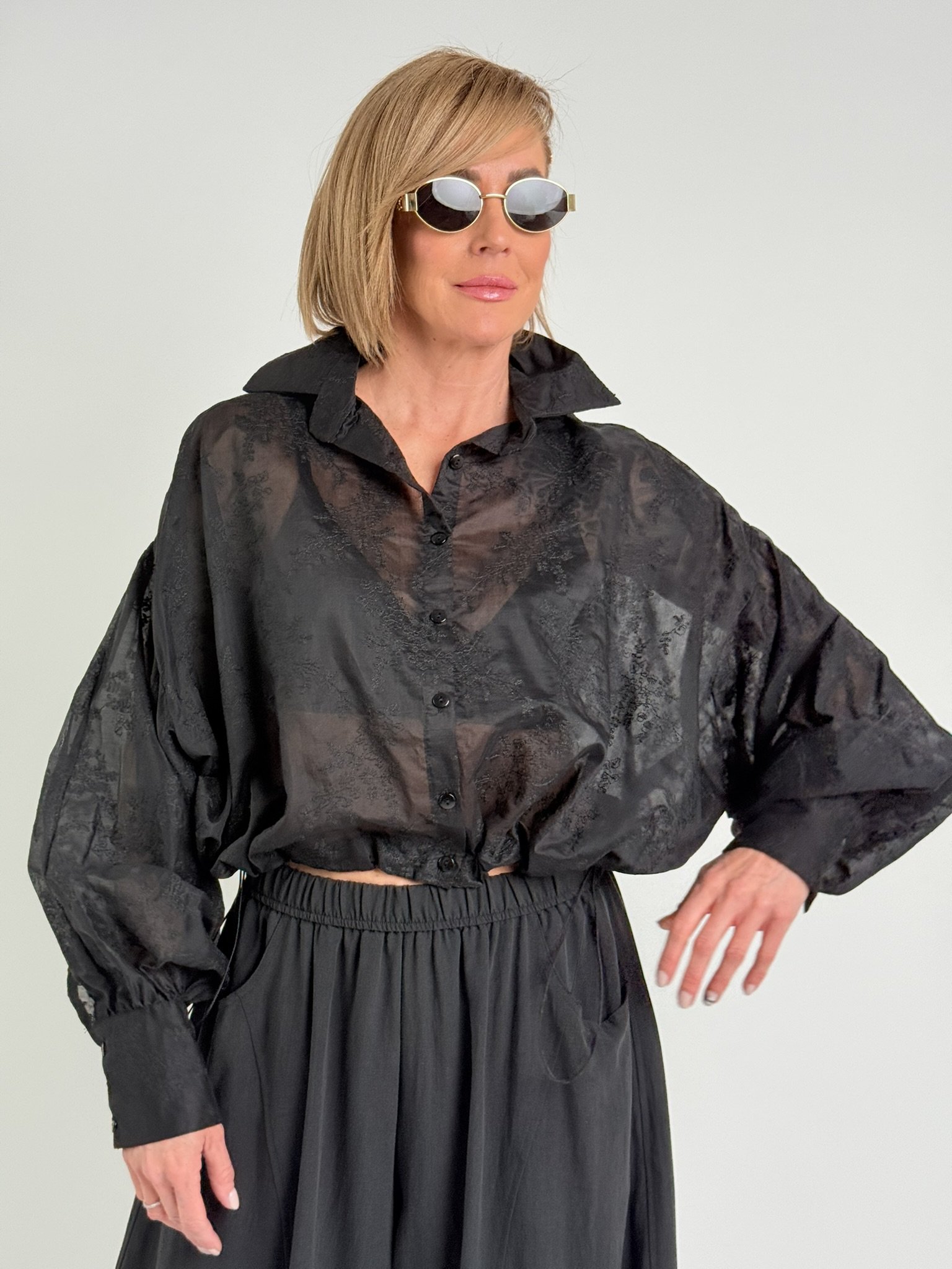 LAVESTINO Černá košile ROUSIE Černá, UNI XS-XL