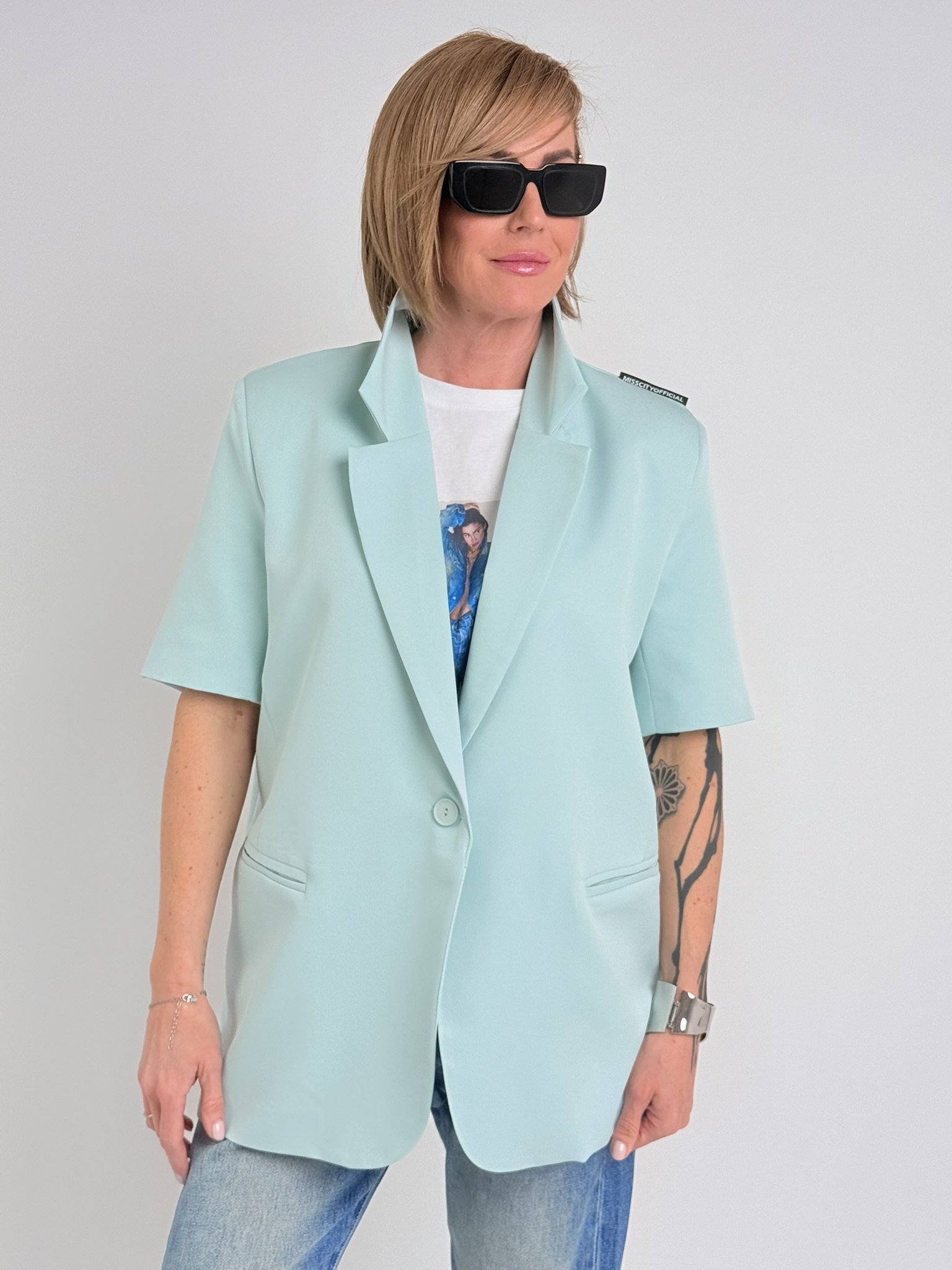 Miss City Official Mátové sako s krátkým rukávem FLOW Mátová, UNI XS-L