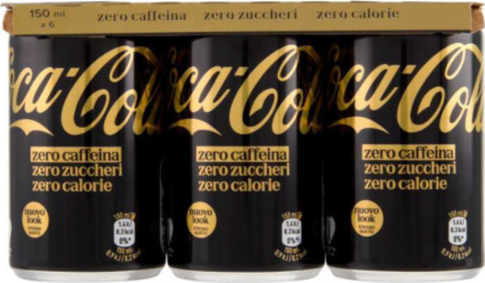 Coca-Cola bez kofeinu a bez cukru (senza Caffeina zero) plech 6x150ml