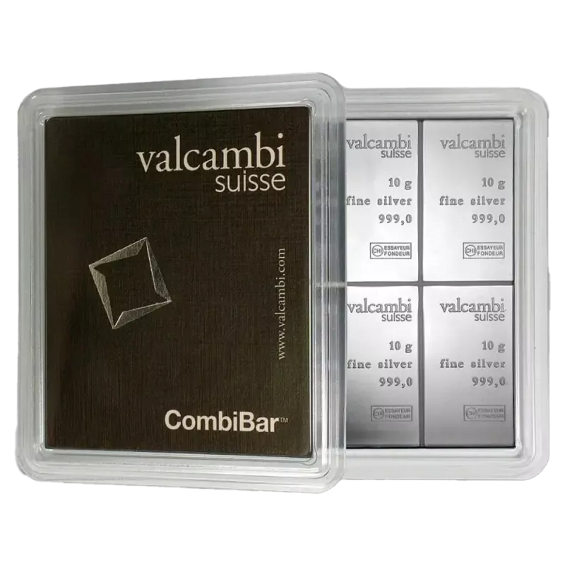 10 x 10g investiční stříbrný slitek | Valcambi Combi Bar