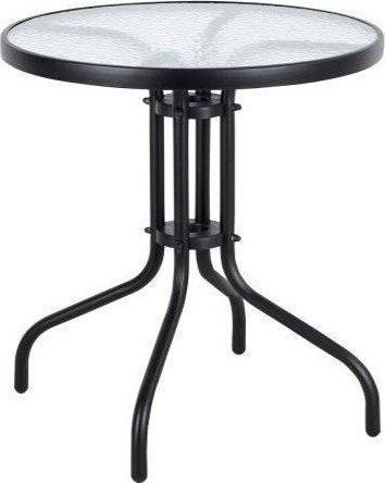 TRENDIE Zahradní stolek se sklem 60 cm kulatý