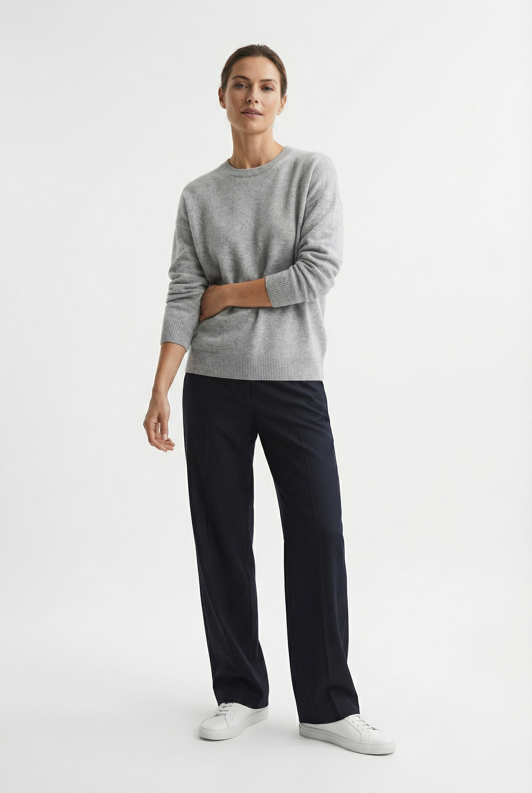 Kašmírový svetr BASIC šedý M / Šedá