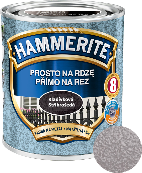 AkzoNobel Coatings CZ, a.s. Hammerite Přímo na rez kladívkový Barva: Stříbrošedý, Objem: 0,25l