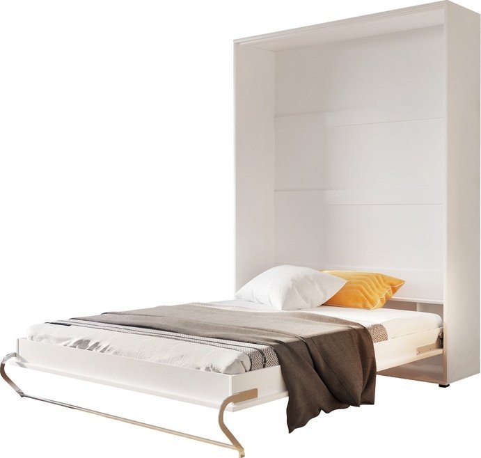 Sklápěcí postel CONCEPT PRO CP-01 bílá matná, 140x200 cm, vertikální moderní