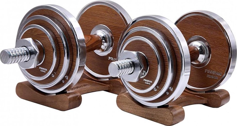 PROIRON; Činkový set Walnut Steel 20 kg