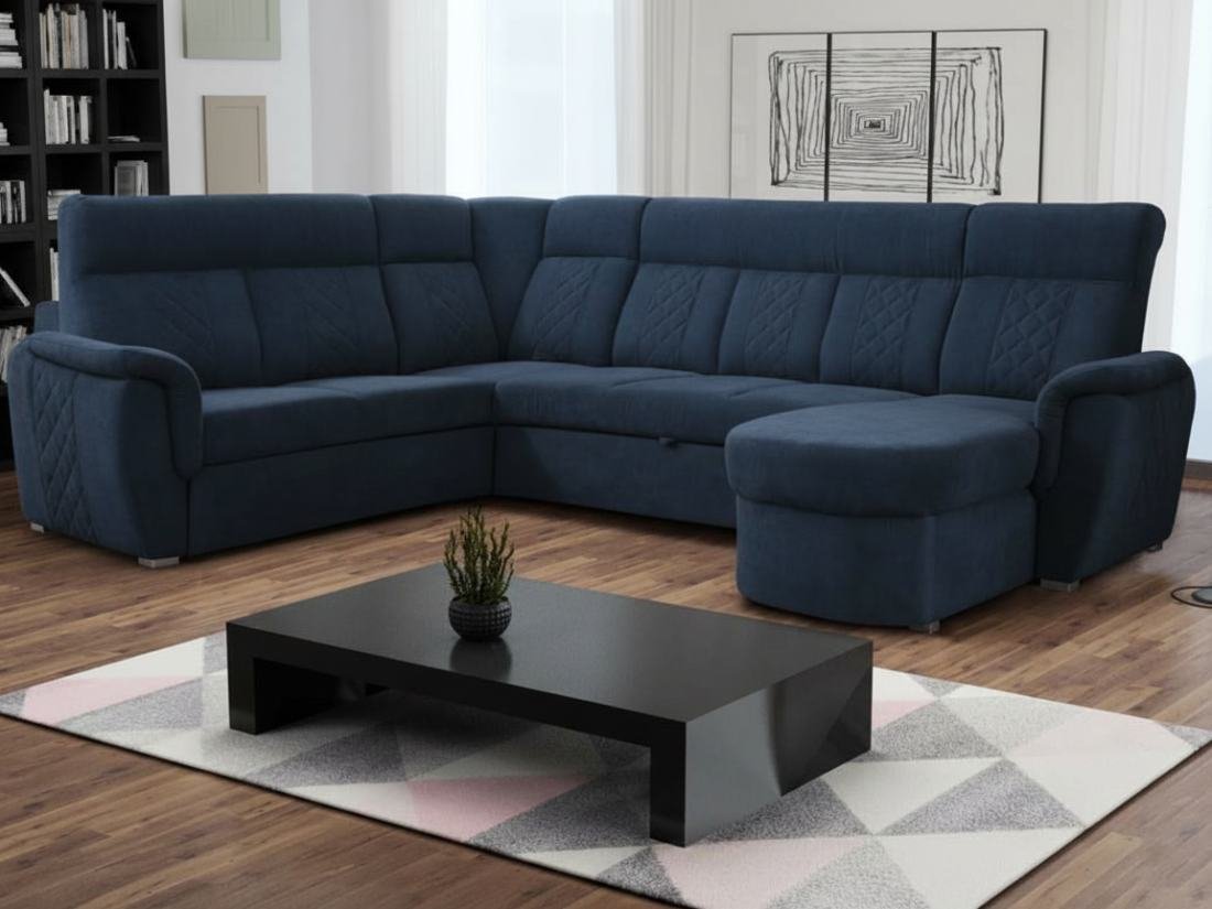 Rozkládací sedací souprava do U - Boston - modrá Varianta: Levá