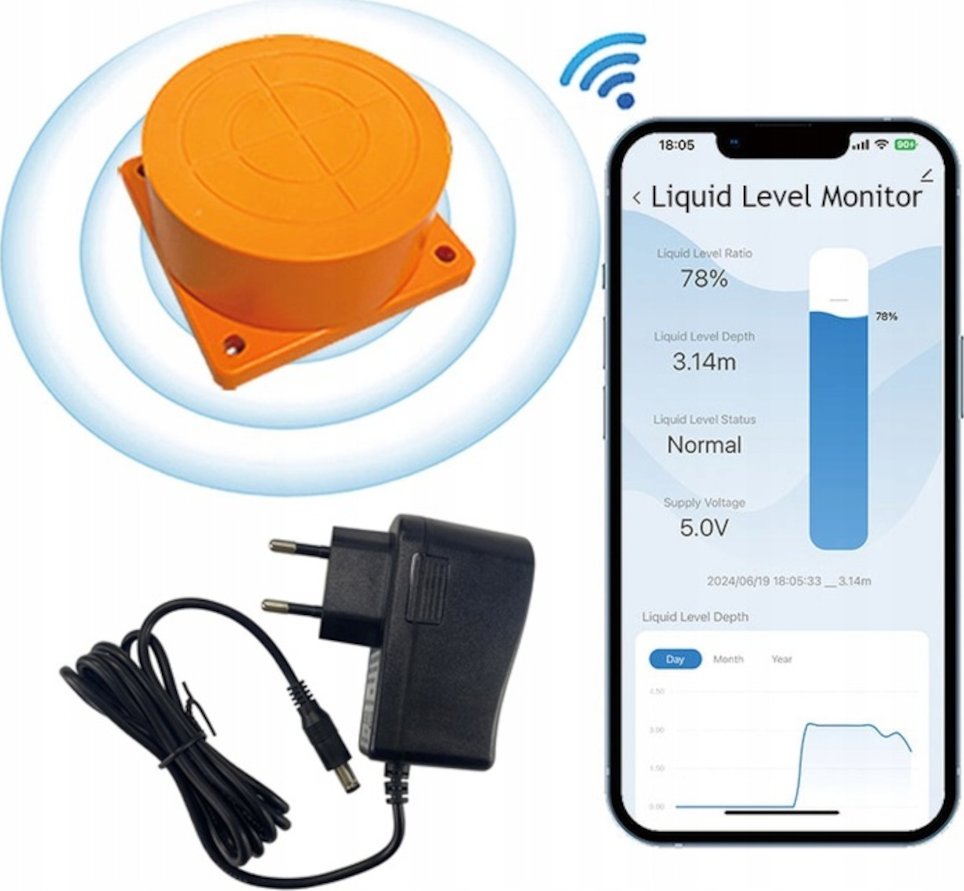 VAREO ME201W WiFi ultrazvukový senzor hladiny kapaliny TUYA/Smart Life VR-ME201W