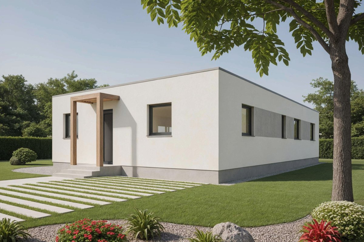 Modulový rodinný dům-13 x 8m-dispozice 6+kk-104 m2