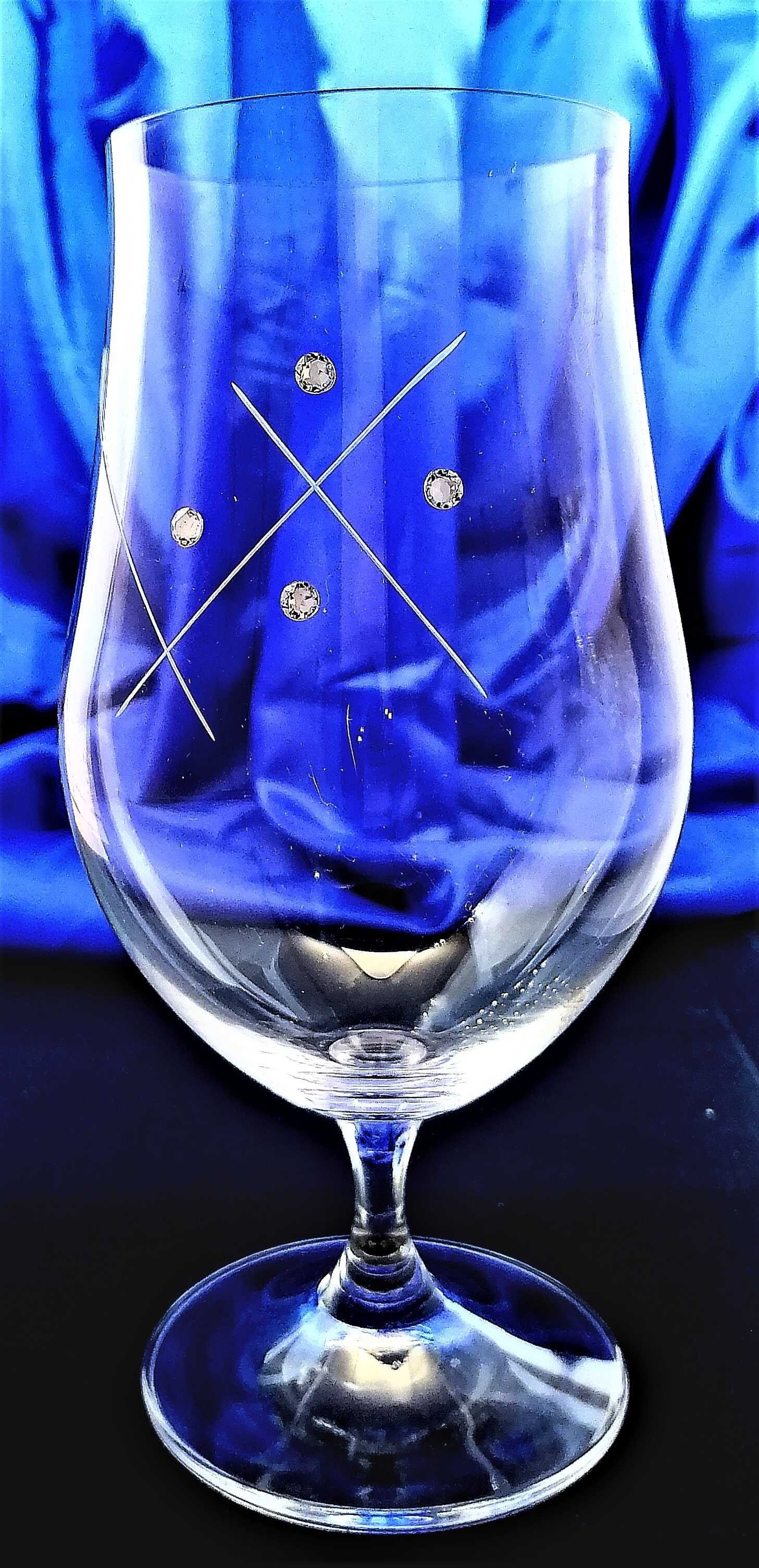 LsG Crystal Skleničky na pivo 8 x Swarovski krystal ručně broušené dekor Karla dárkové balení satén MG-675 550 ml 2 Ks.