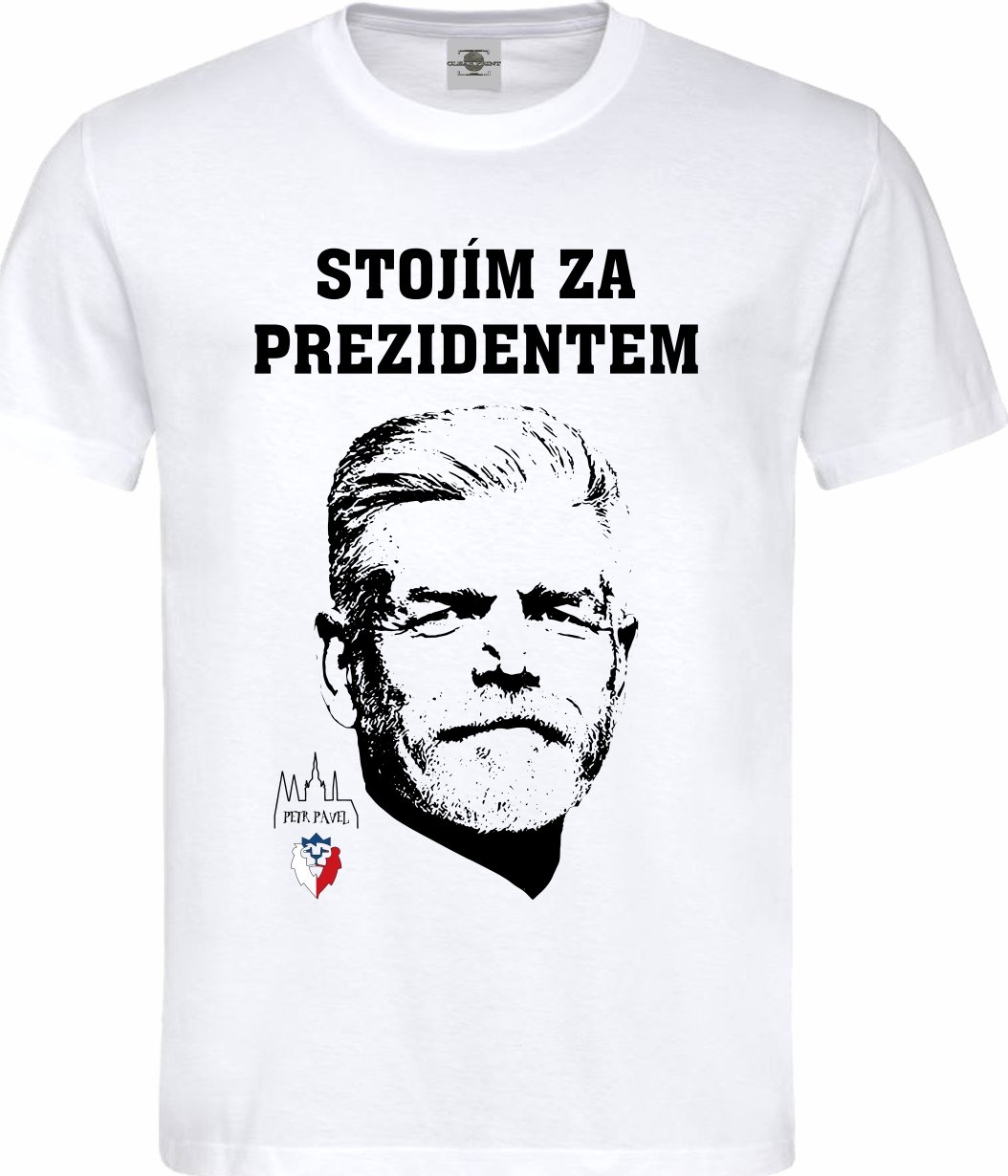 Tričko Stojím za prezidentem | Petr Pavel Druh: Pánské, Barva: Bílá, Velikost: S