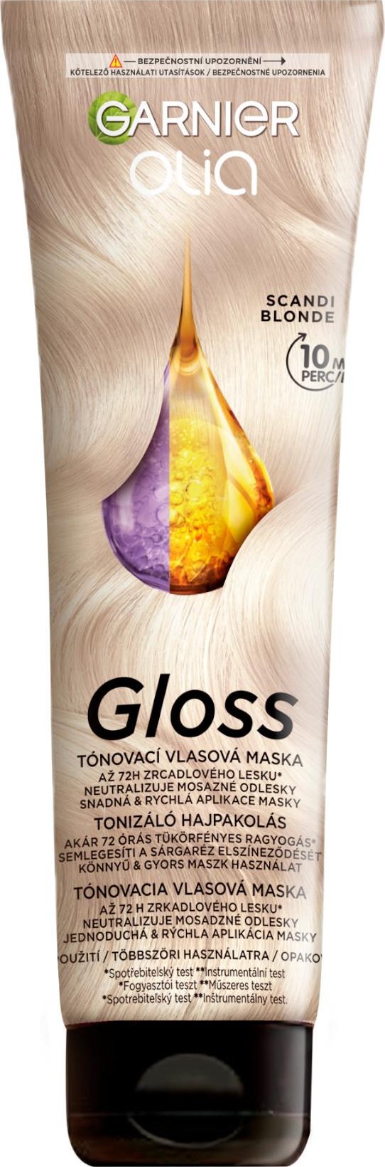 Tónovací maska na vlasy Garnier Olia Gloss Scandi Blonde - 150 ml, studená skandinávská blond + dárek zdarma