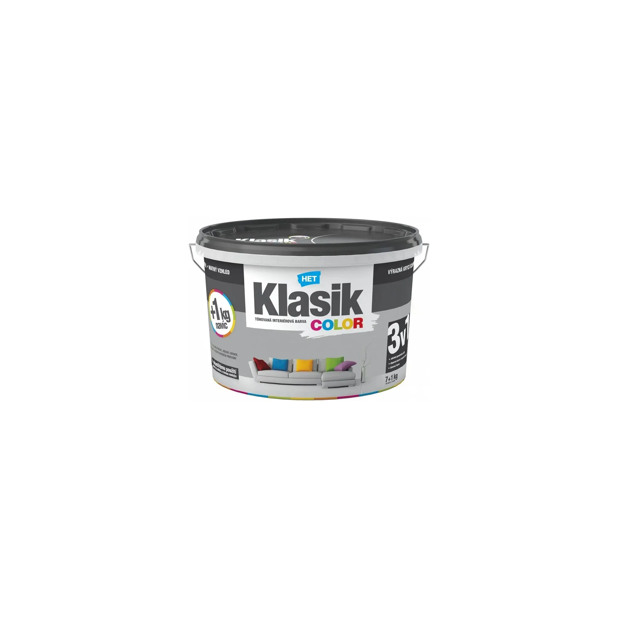 Fotografie 1 - Barva na zeď HET Klasik Color 7+1 kg 0147 šedá břidlicová