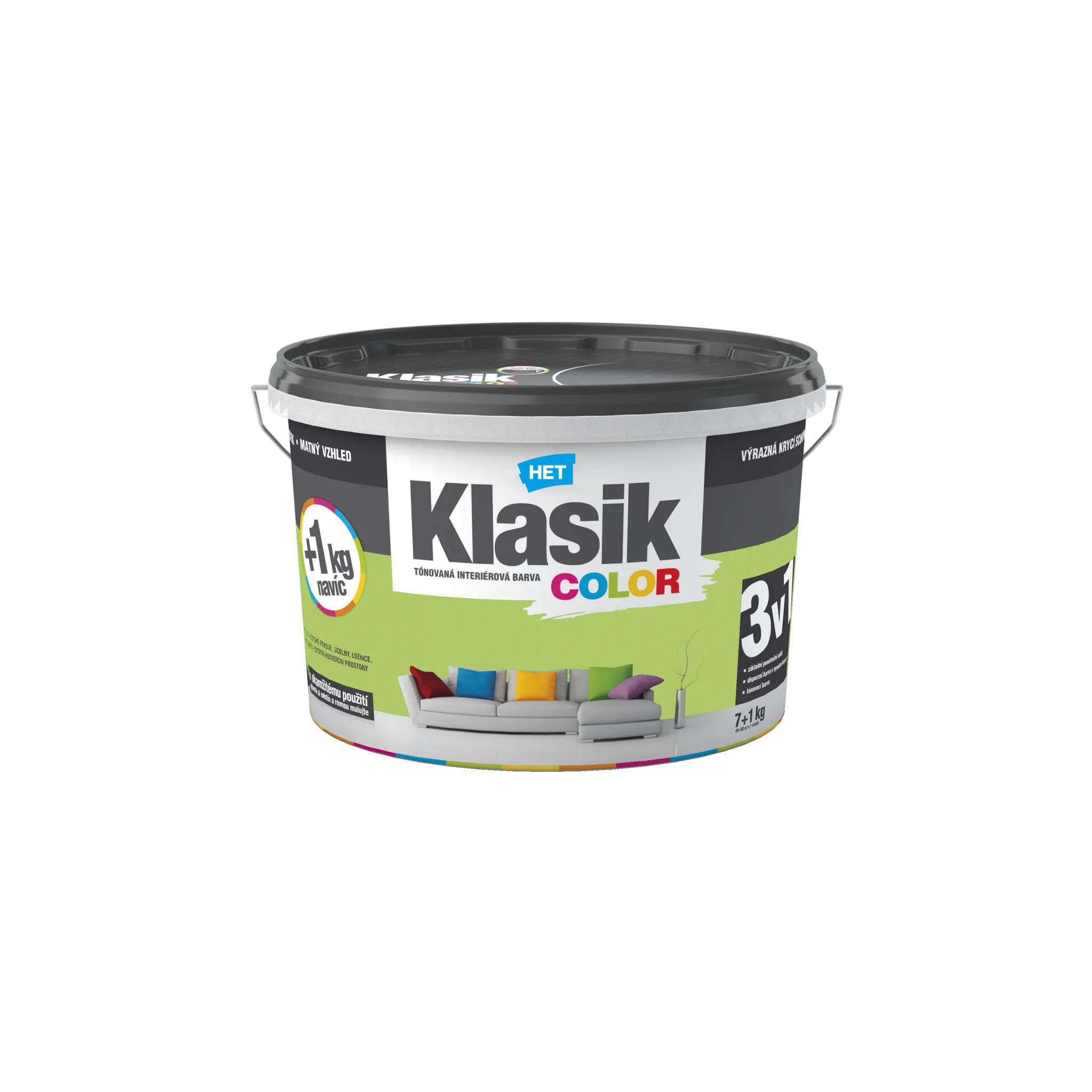 Fotografie 1 - Barva na zeď HET Klasik Color 7+1 kg 0597 zelená limetková