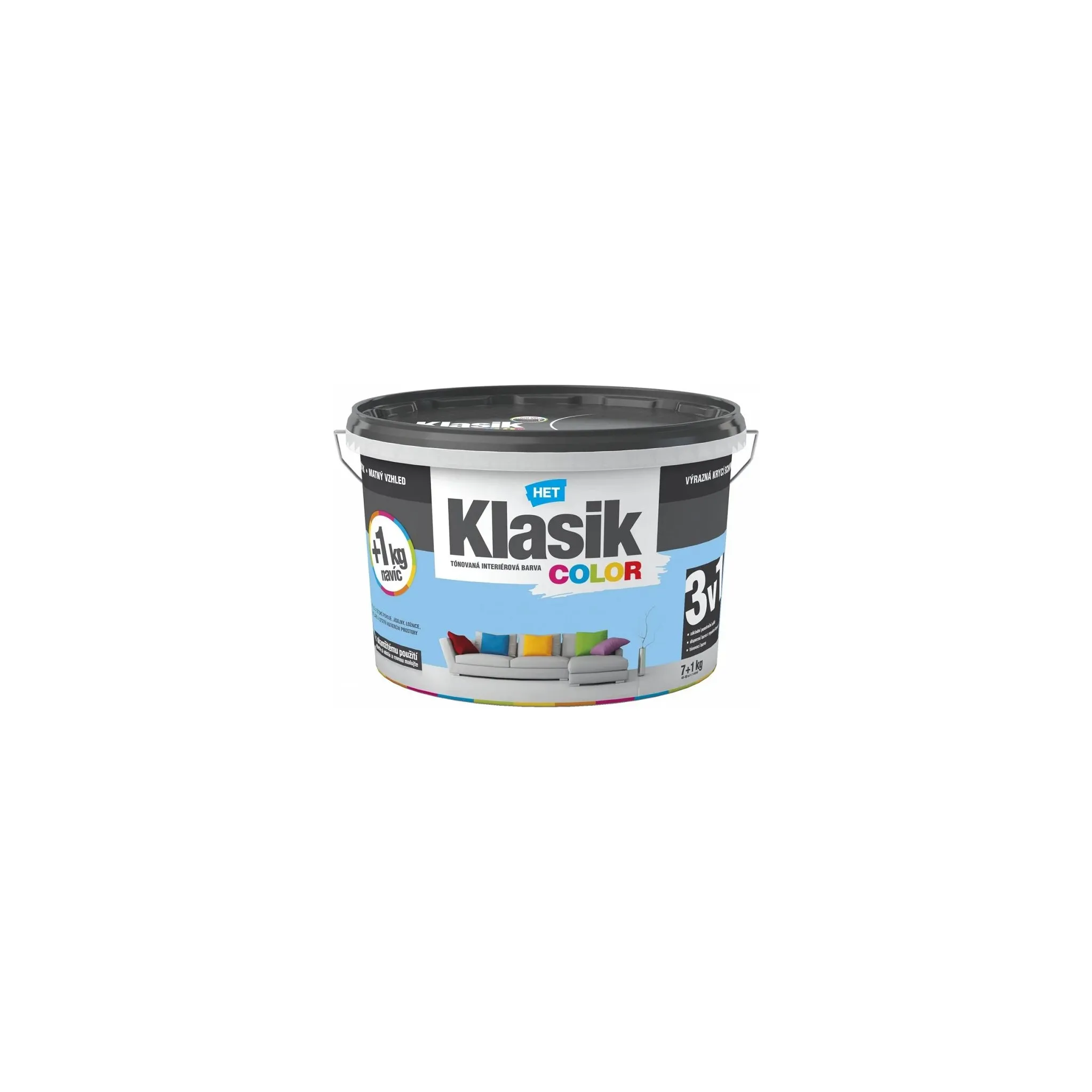 Fotografie 1 - Barva na zeď HET Klasik Color 7+1 kg 0407 modrá blankytná