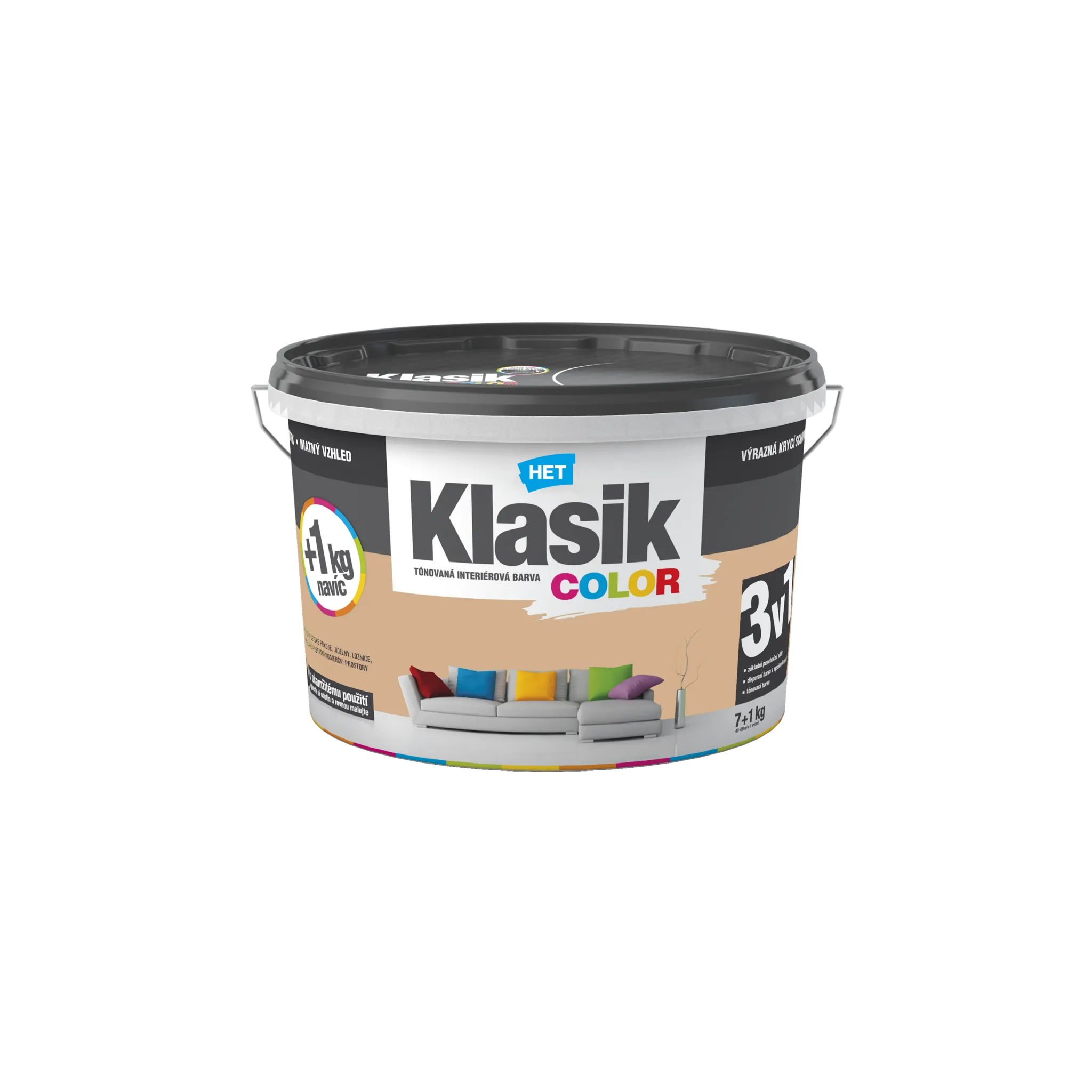 Fotografie 1 - Barva na zeď HET Klasik Color 7+1 kg 0267 hnědá karamelová