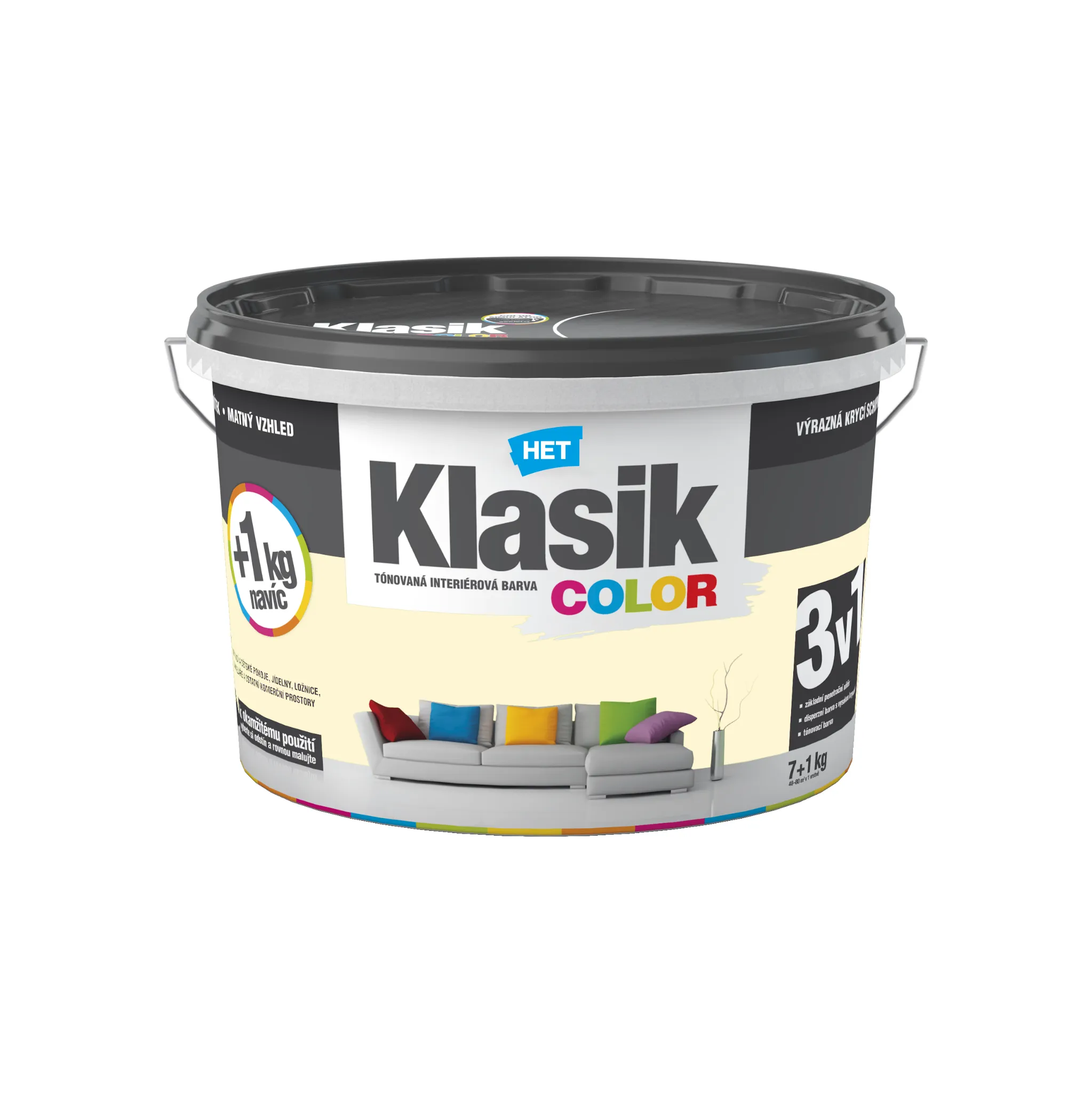 Fotografie 1 - Barva na zeď HET Klasik Color 7+1 kg 0667 žlutá vanilková
