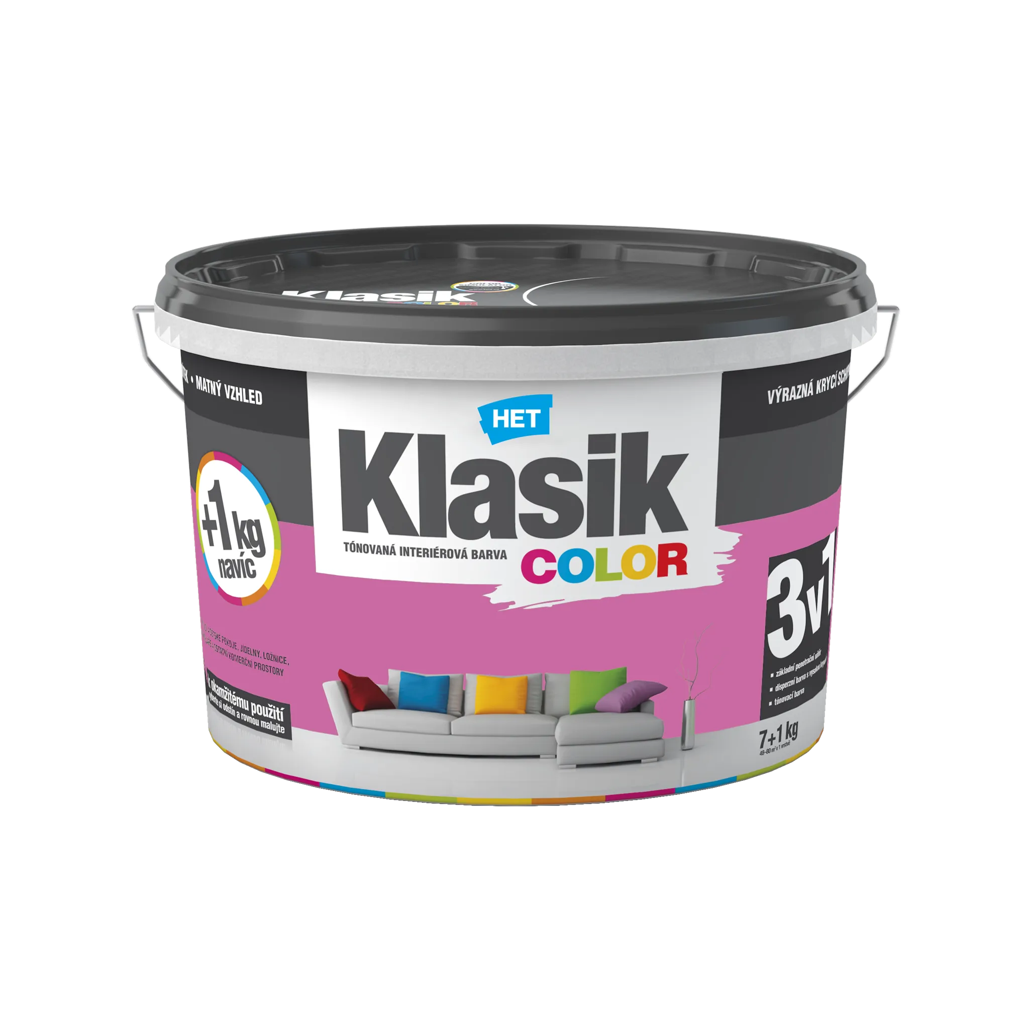 Fotografie 1 - Barva na zeď HET Klasik Color 7+1 kg 0317 purpurová