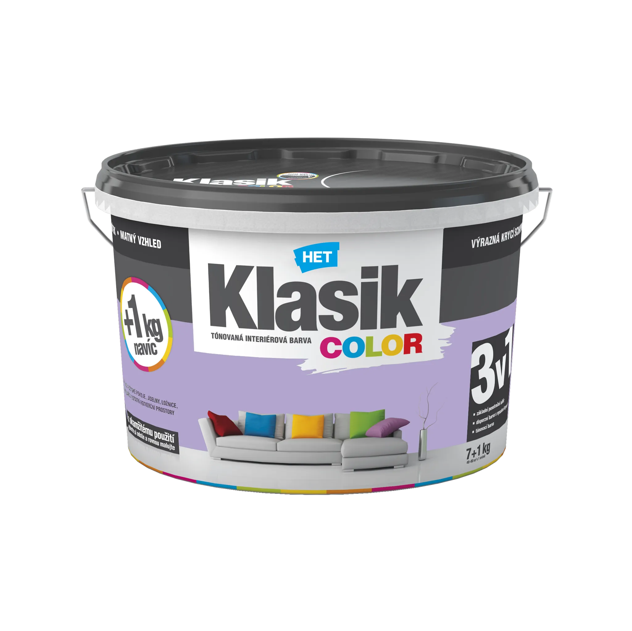 Fotografie 1 - Barva na zeď HET Klasik Color 7+1 kg 0327 fialová lila