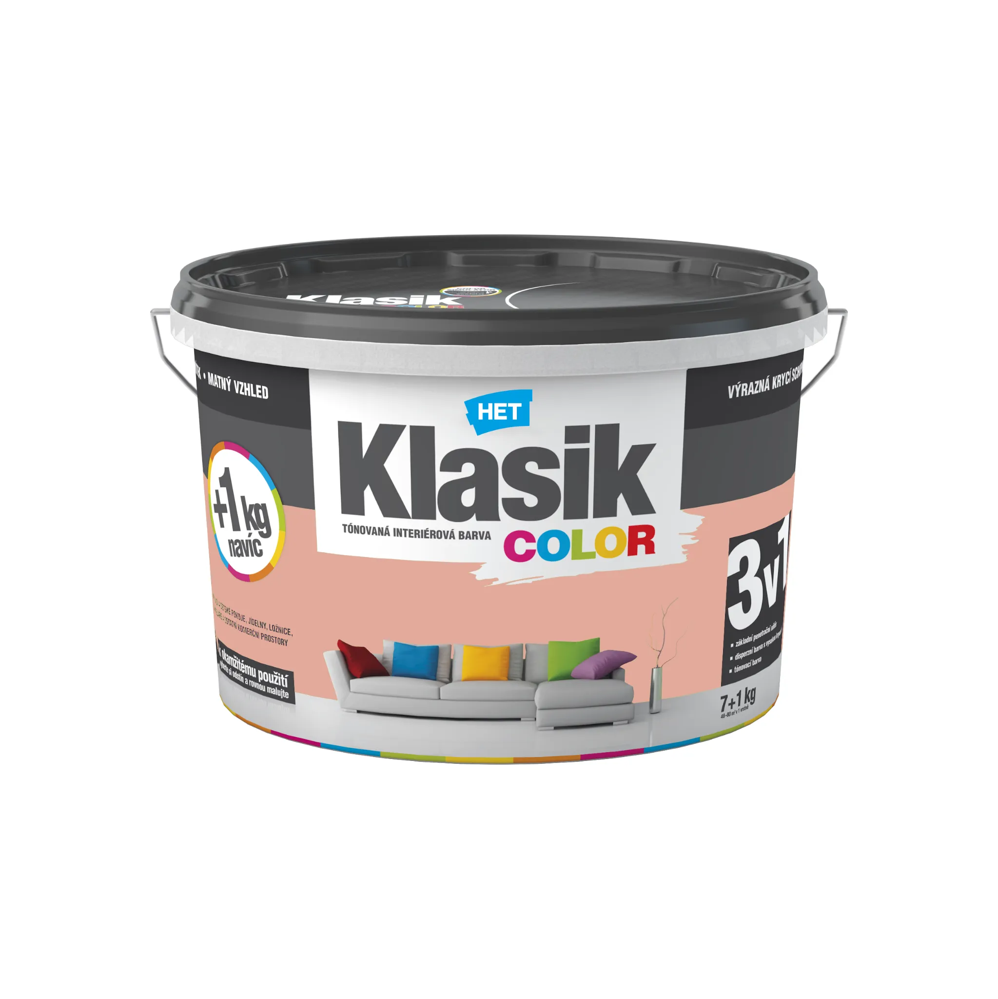Fotografie 1 - Barva na zeď HET Klasik Color 7+1 kg 0828 lososová