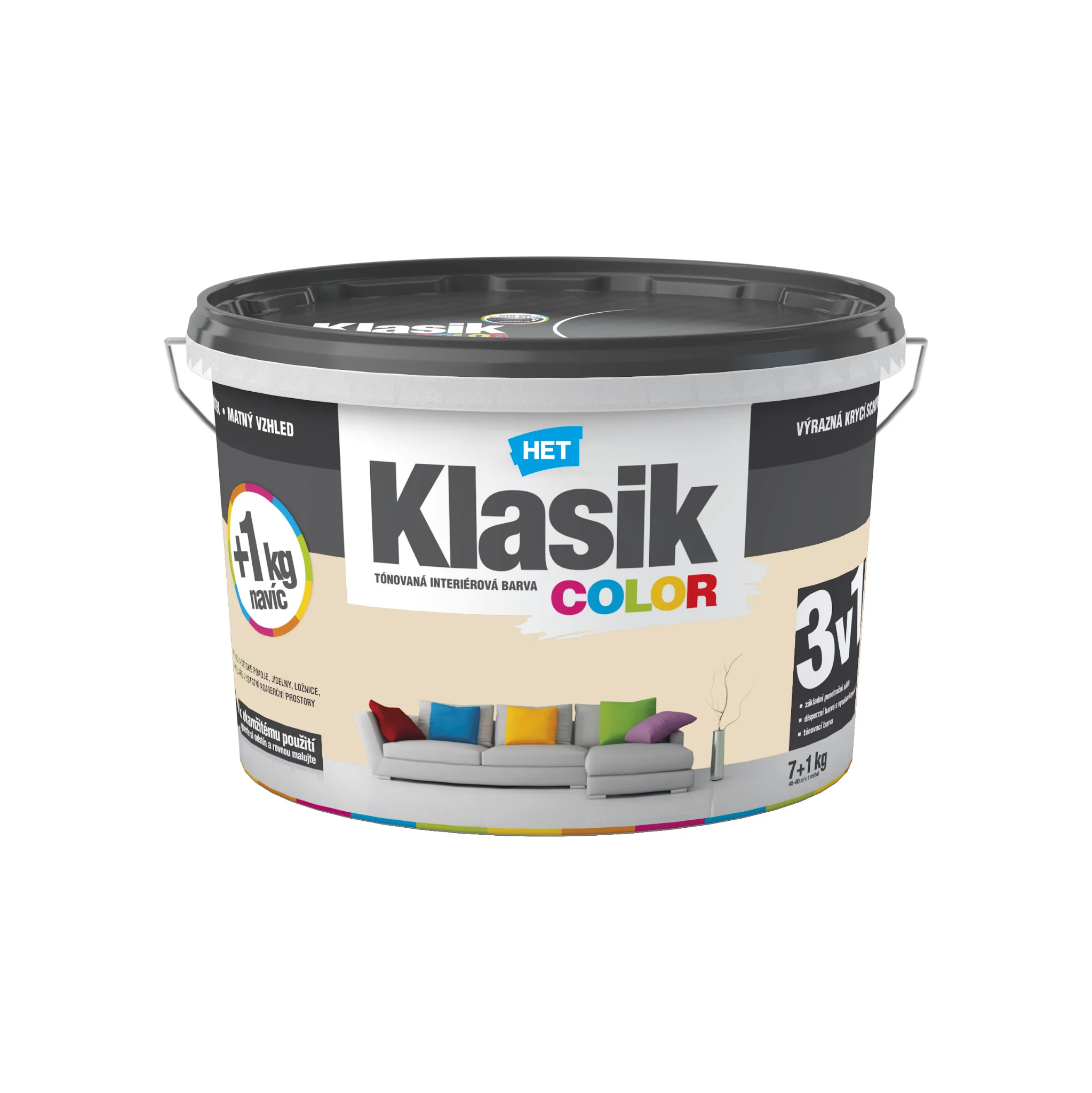 Fotografie 1 - Barva na zeď HET Klasik Color 7+1 kg 0217 béžová kávová