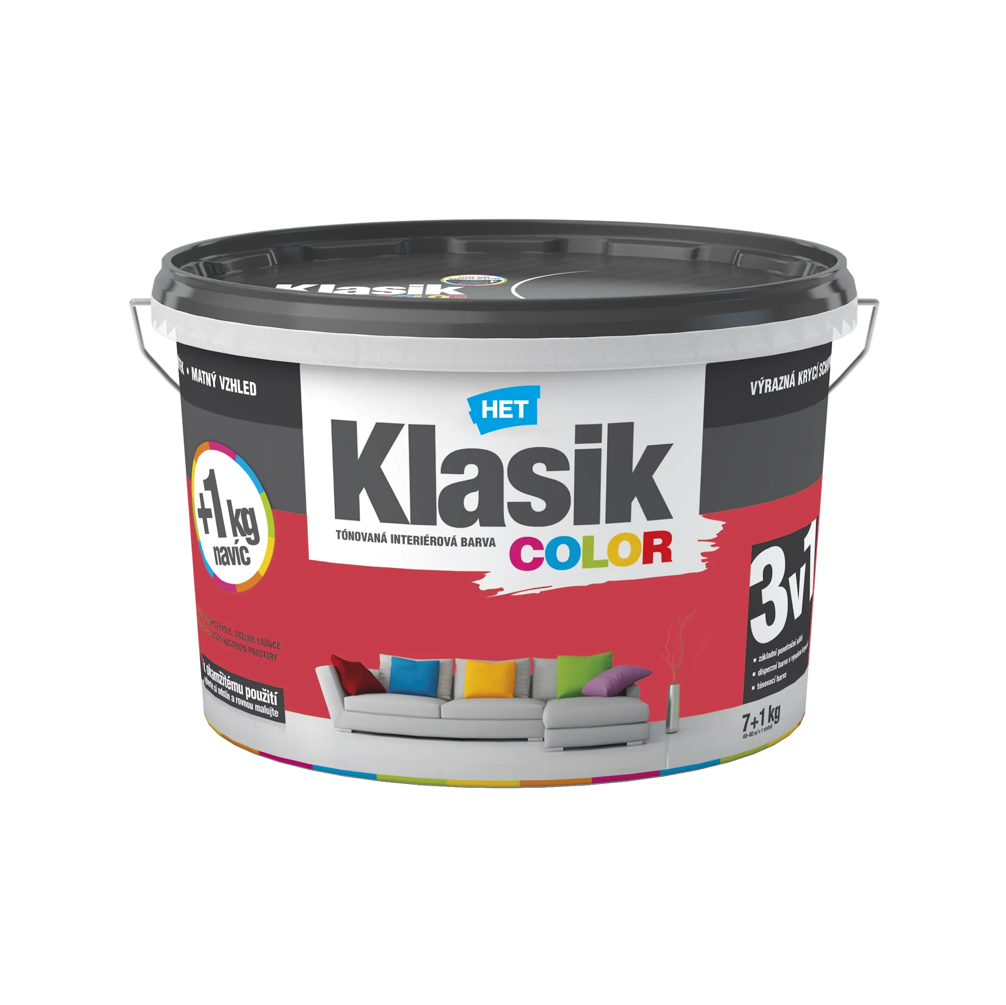 Fotografie 1 - Barva na zeď HET Klasik Color 7+1 kg 0847 červená brusinková