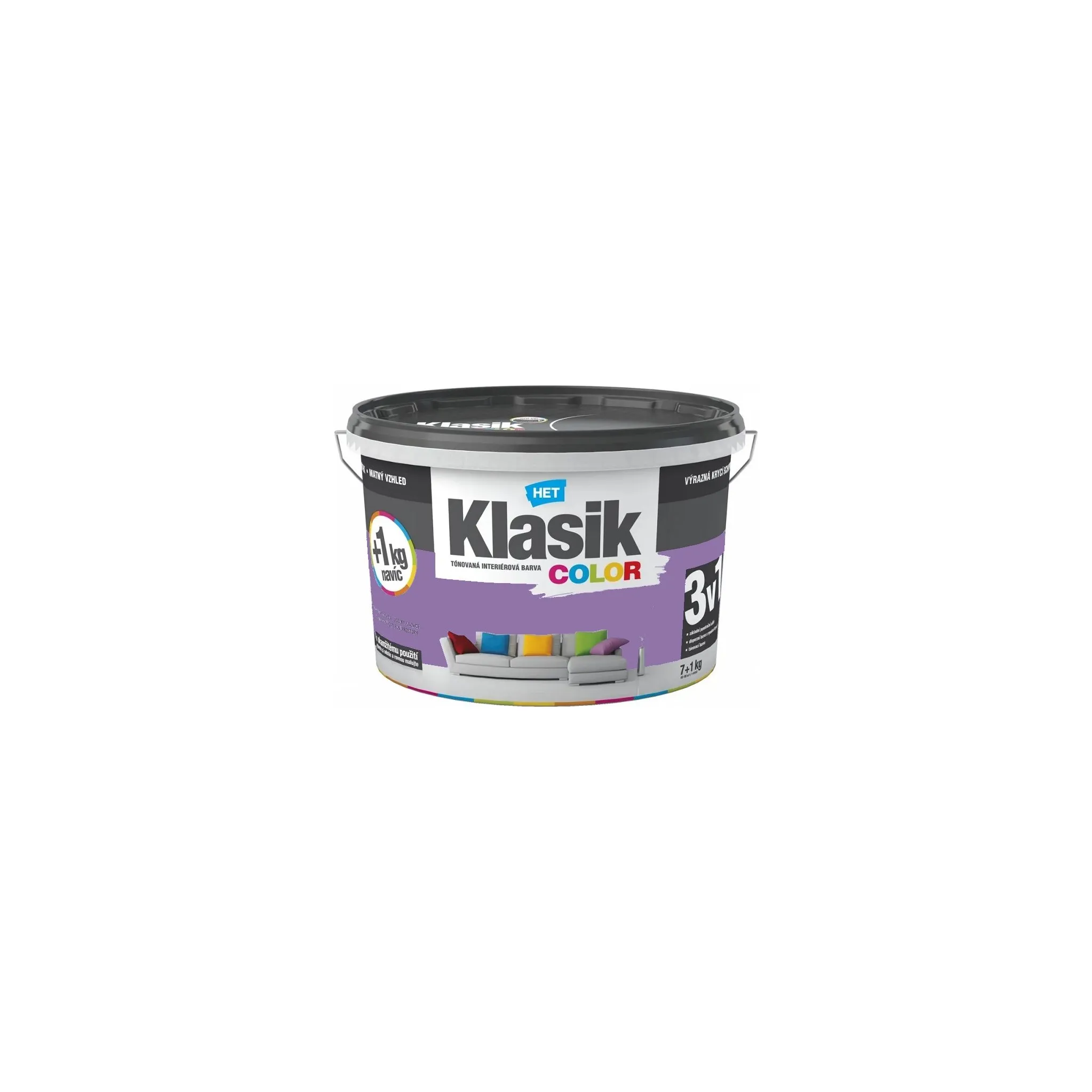 Fotografie 1 - Barva na zeď HET Klasik Color 7+1 kg 0347 fialová šeříková