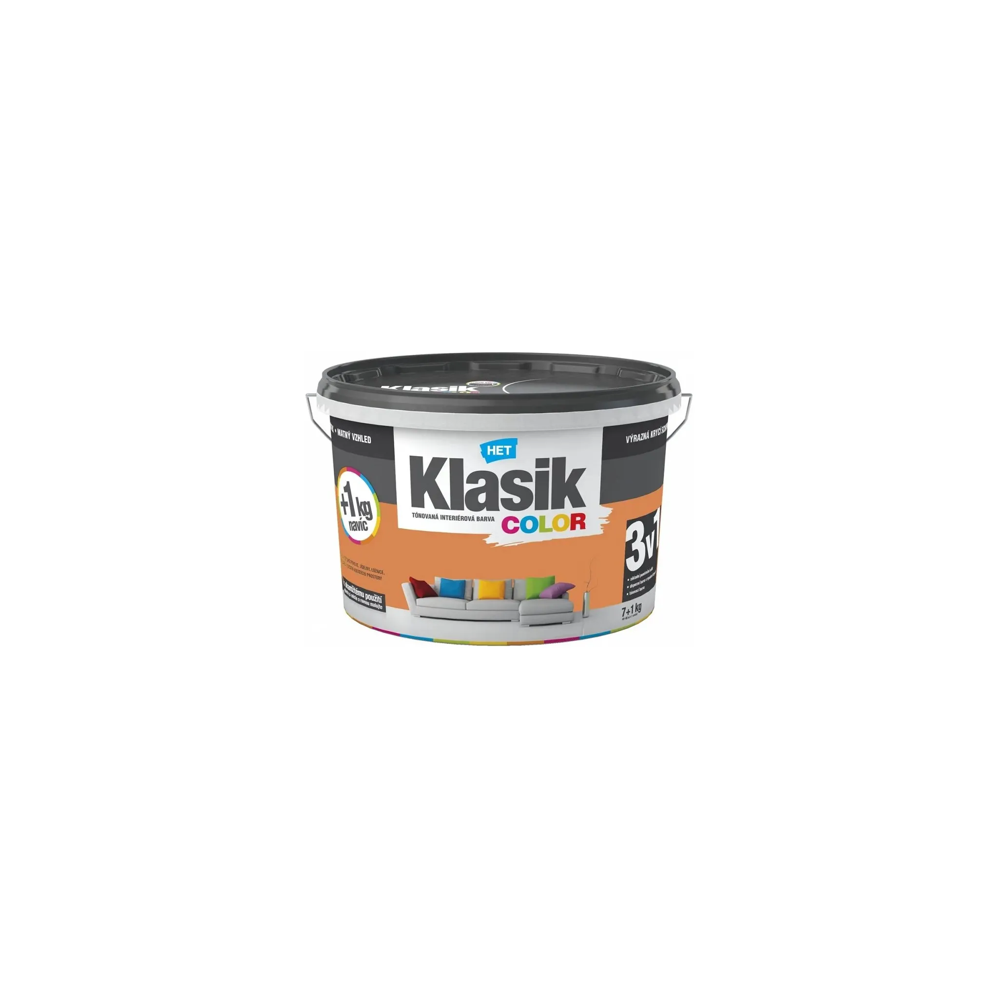 Fotografie 1 - Barva na zeď HET Klasik Color 7+1 kg 0747 oranžová pomerančová