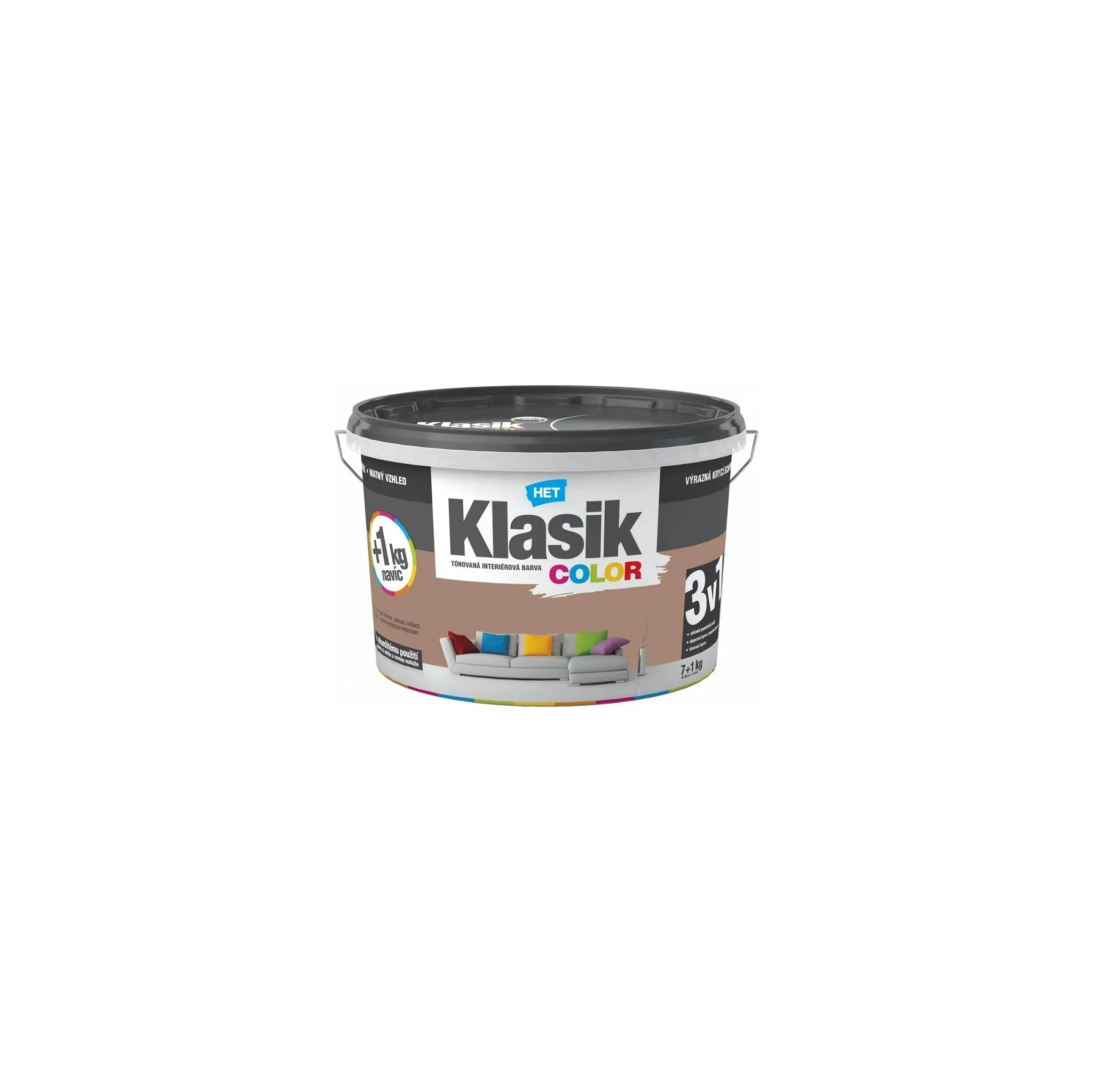 Fotografie 1 - Barva na zeď HET Klasik Color 7+1 kg 0277 hnědá čokoládová